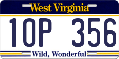 WV license plate 1OP356