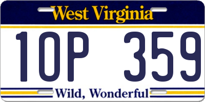 WV license plate 1OP359