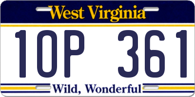 WV license plate 1OP361