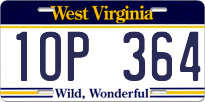 WV license plate 1OP364