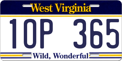 WV license plate 1OP365