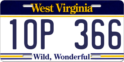 WV license plate 1OP366