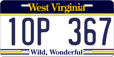 WV license plate 1OP367