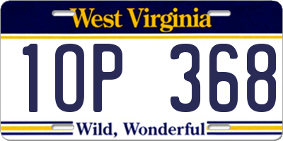 WV license plate 1OP368
