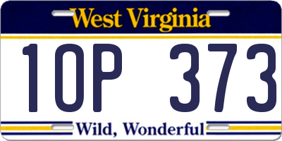 WV license plate 1OP373