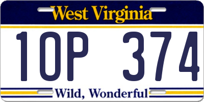 WV license plate 1OP374