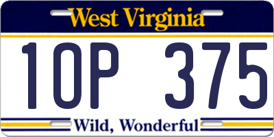 WV license plate 1OP375