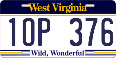 WV license plate 1OP376