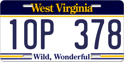 WV license plate 1OP378