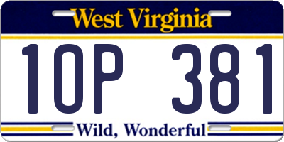 WV license plate 1OP381