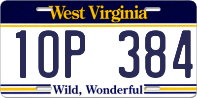 WV license plate 1OP384