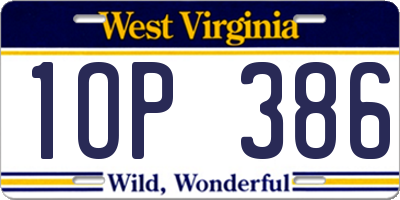 WV license plate 1OP386