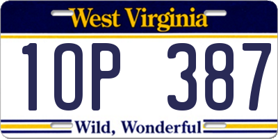 WV license plate 1OP387