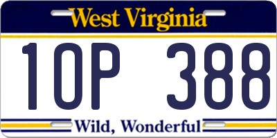 WV license plate 1OP388