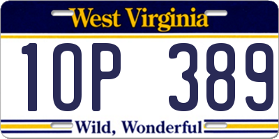 WV license plate 1OP389
