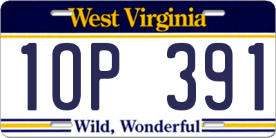 WV license plate 1OP391