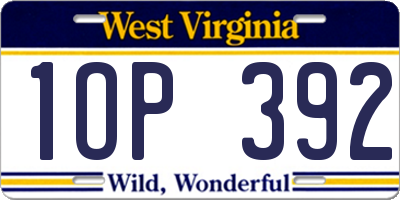 WV license plate 1OP392