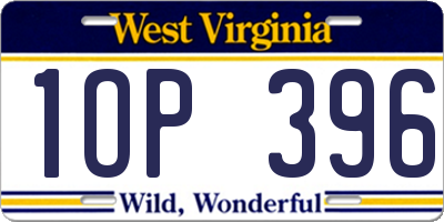WV license plate 1OP396