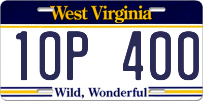 WV license plate 1OP400