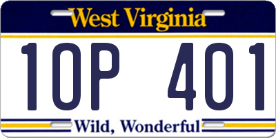 WV license plate 1OP401