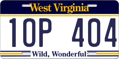 WV license plate 1OP404