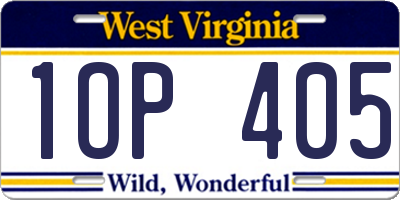 WV license plate 1OP405