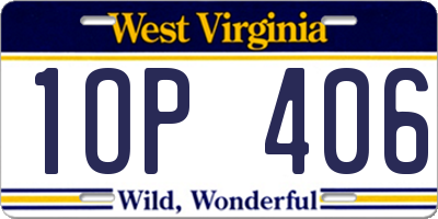 WV license plate 1OP406