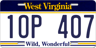WV license plate 1OP407