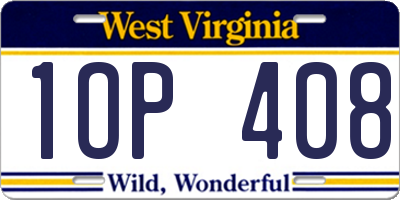WV license plate 1OP408
