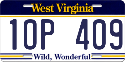 WV license plate 1OP409