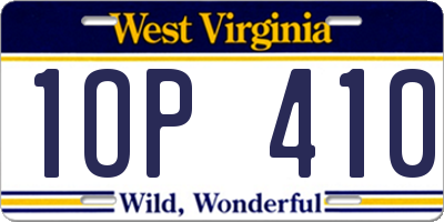 WV license plate 1OP410
