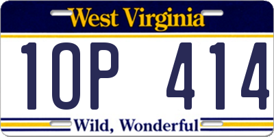 WV license plate 1OP414