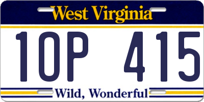 WV license plate 1OP415
