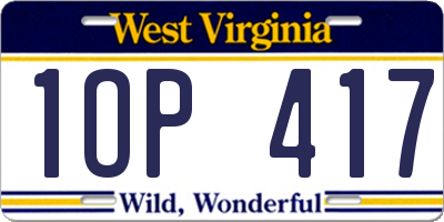WV license plate 1OP417