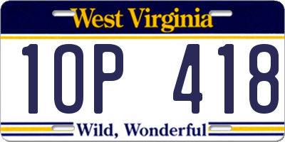 WV license plate 1OP418