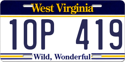 WV license plate 1OP419
