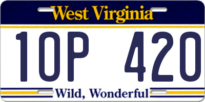 WV license plate 1OP420