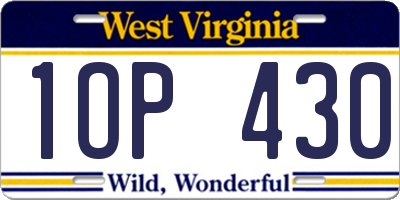 WV license plate 1OP430