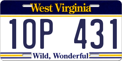 WV license plate 1OP431