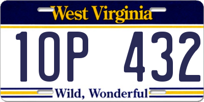 WV license plate 1OP432