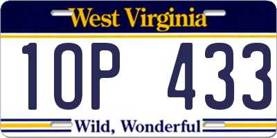 WV license plate 1OP433