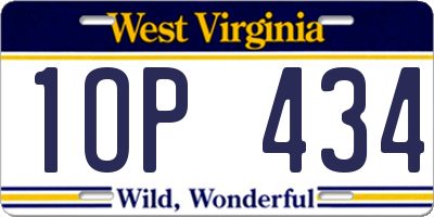 WV license plate 1OP434