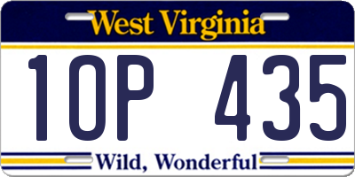 WV license plate 1OP435