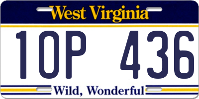 WV license plate 1OP436