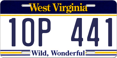 WV license plate 1OP441