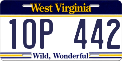 WV license plate 1OP442