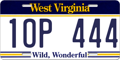 WV license plate 1OP444