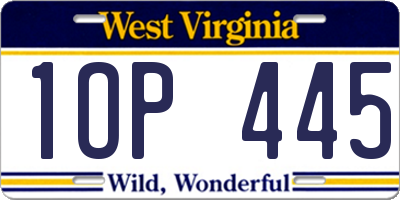 WV license plate 1OP445