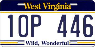WV license plate 1OP446