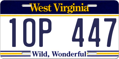 WV license plate 1OP447